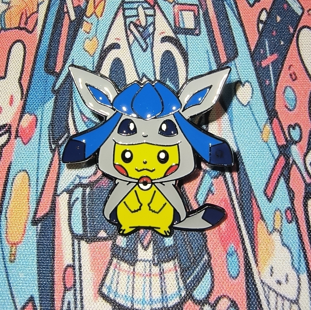Pokemon Pikachu in Blue and Gray Costume Pin